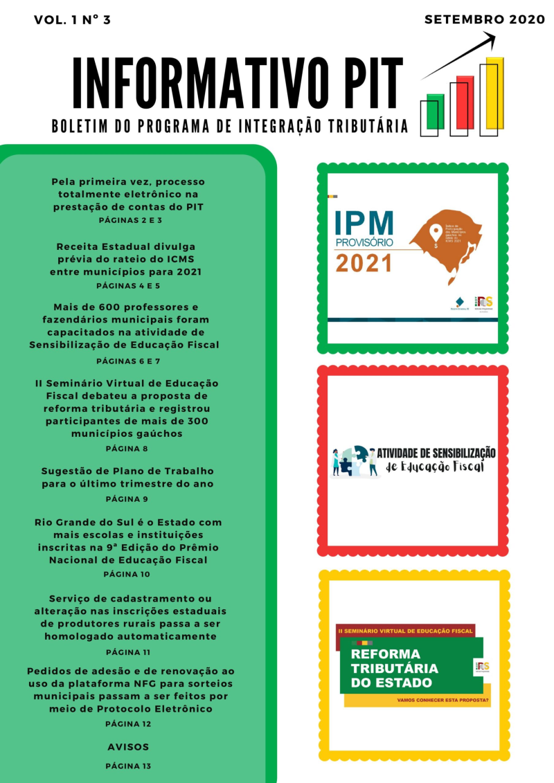 BOLETIM DO PROGRAMA DE INTEGRAÇÃO TRIBUTÁRIA - PIT SETEMBRO 2020